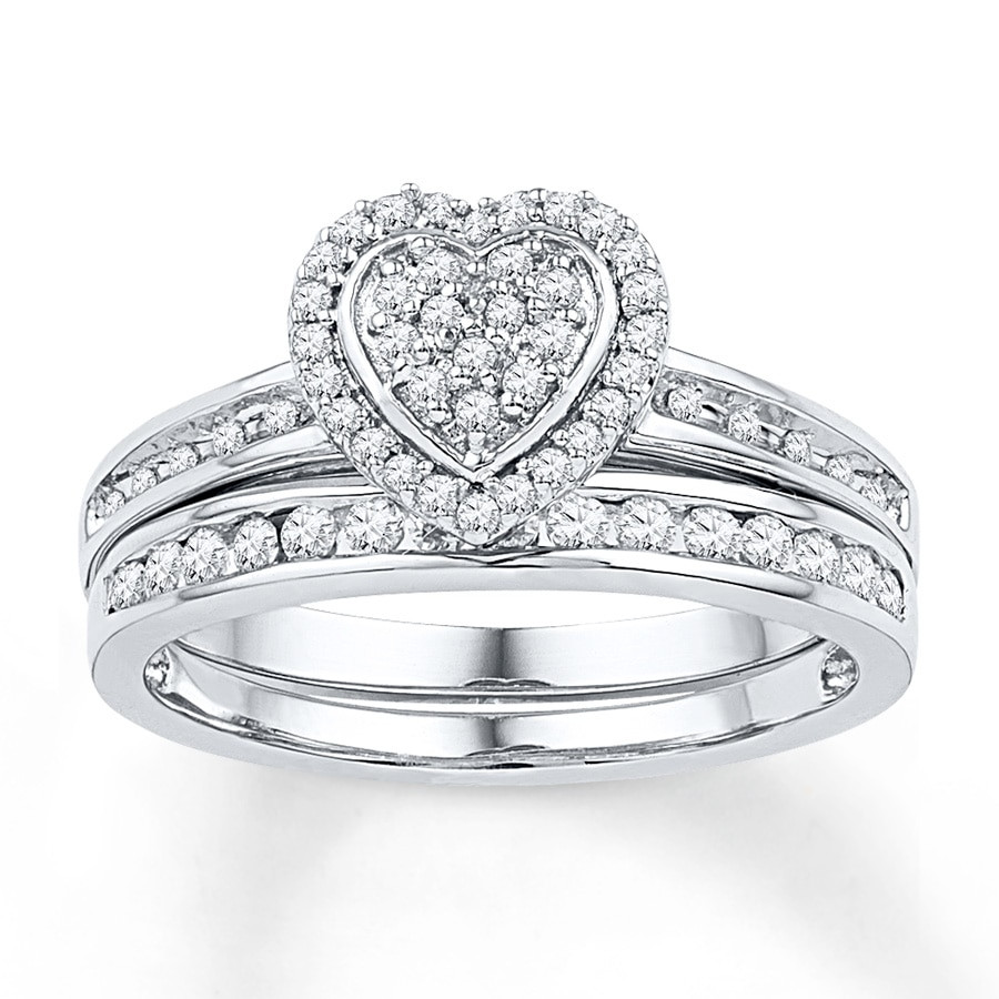 Kay Wedding Rings Sets
 Kay Diamond Bridal Set 1 5 ct tw Round cut 10K White Gold