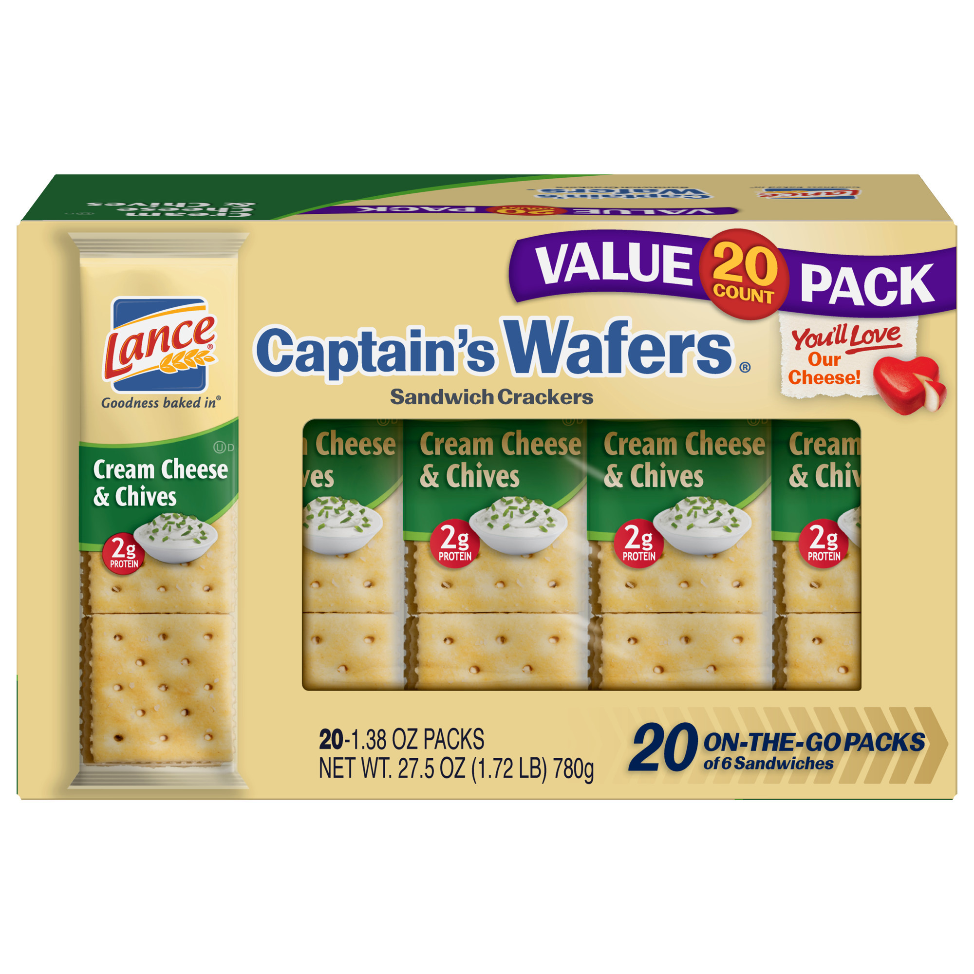 Lance Sandwich Crackers
 Lance Captain s Wafers Cream Cheese & Chives Sandwich