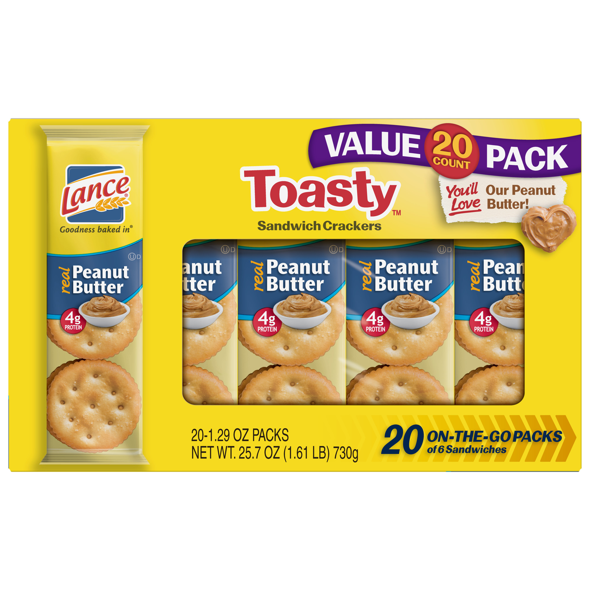 Lance Sandwich Crackers
 Lance Sandwich Crackers Toasty Peanut Butter 20 Count