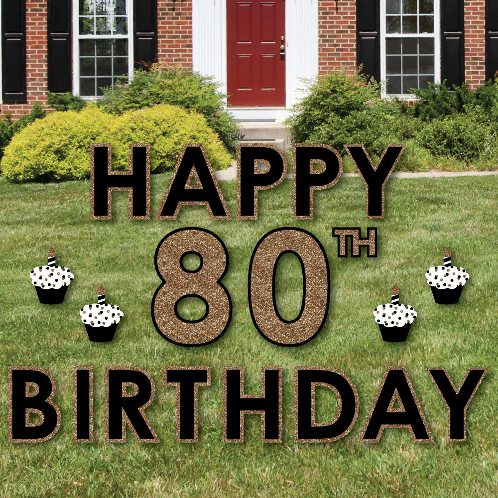 Lawn Decorations For Birthday
 Adult 80th Birthday Gold Yard Sign Outdoor Lawn