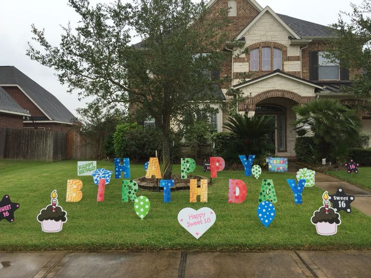 Lawn Decorations For Birthday
 "Happy Birthday" lawn letters with other yard decor signs
