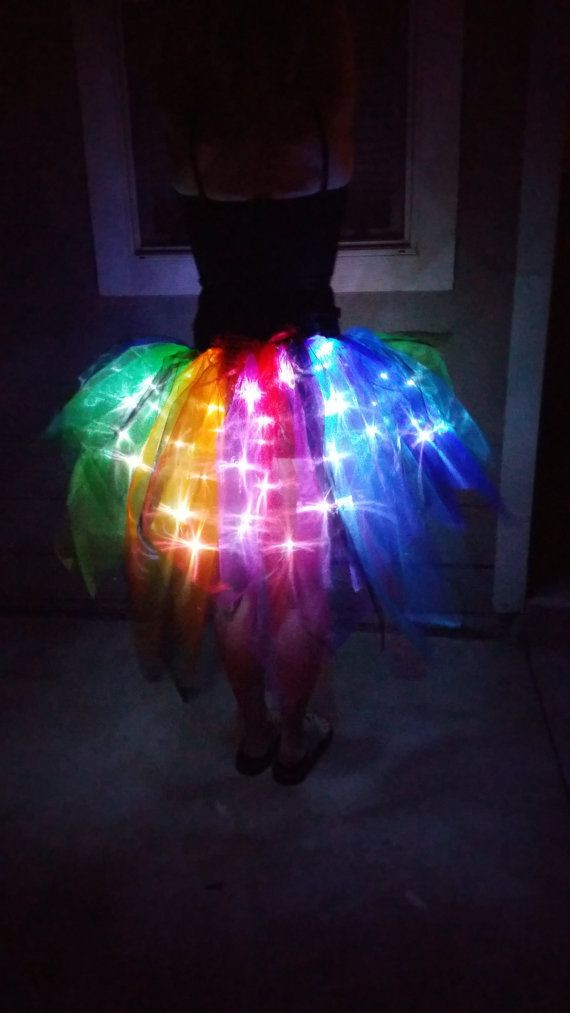 Led Costume DIY
 Light Up Rainbow and Black Tapered Bustle Tutu by