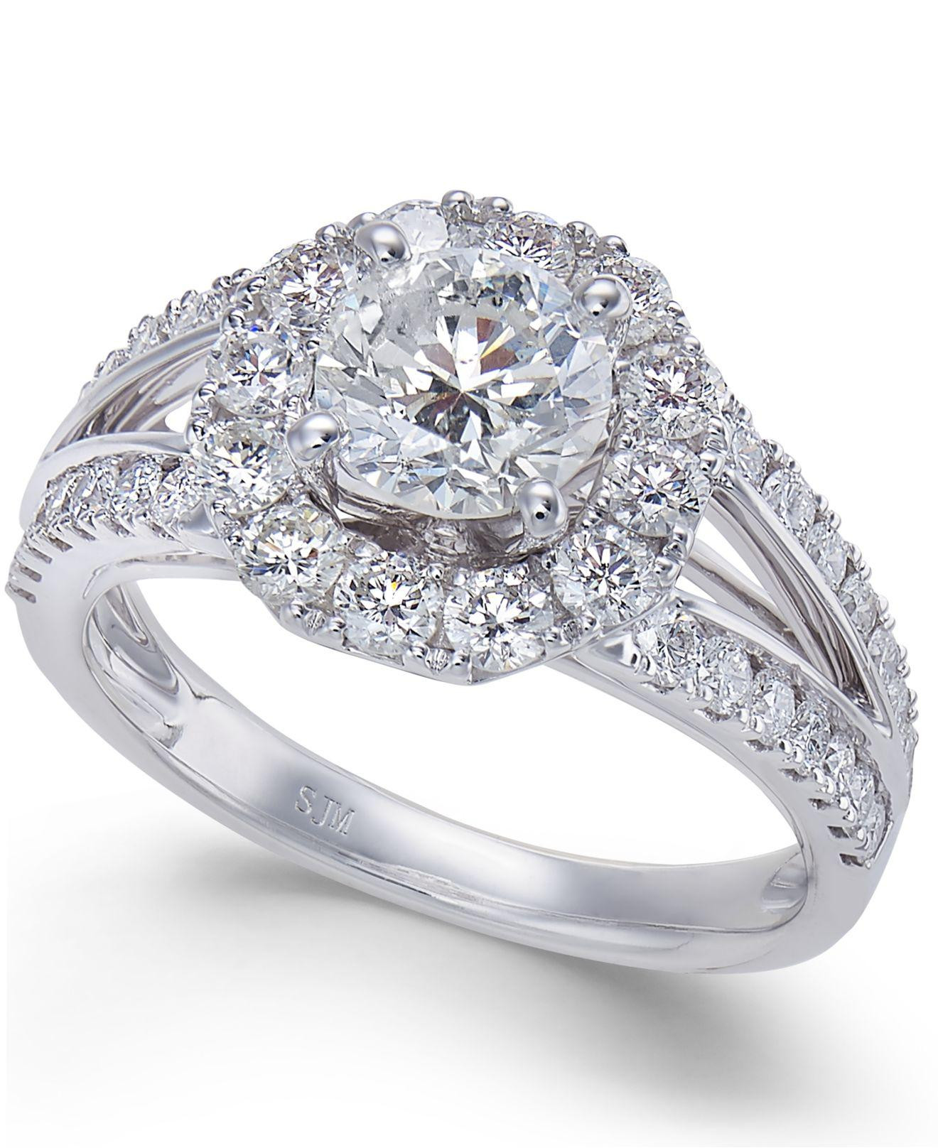 Macys Diamond Rings
 Macy s Diamond Halo Engagement Ring 2 Ct T w In 14k