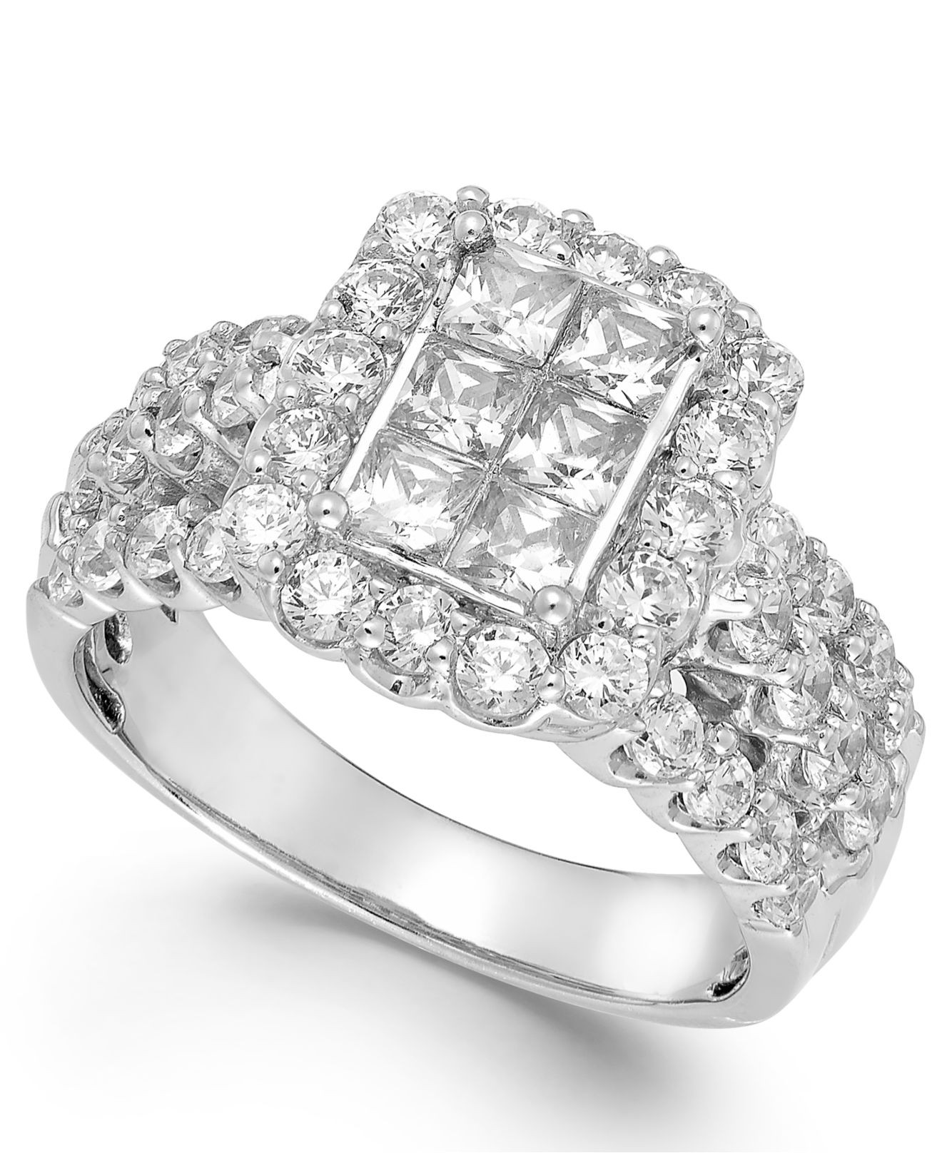 Macys Diamond Rings
 Macy s Diamond Halo Engagement Ring In 14k White Gold 2