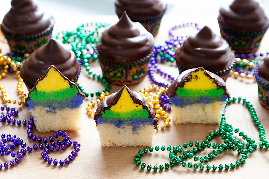 Mardi Gras Cupcakes
 Mardi Gras Hi Hat Cupcakes With Sprinkles on Top