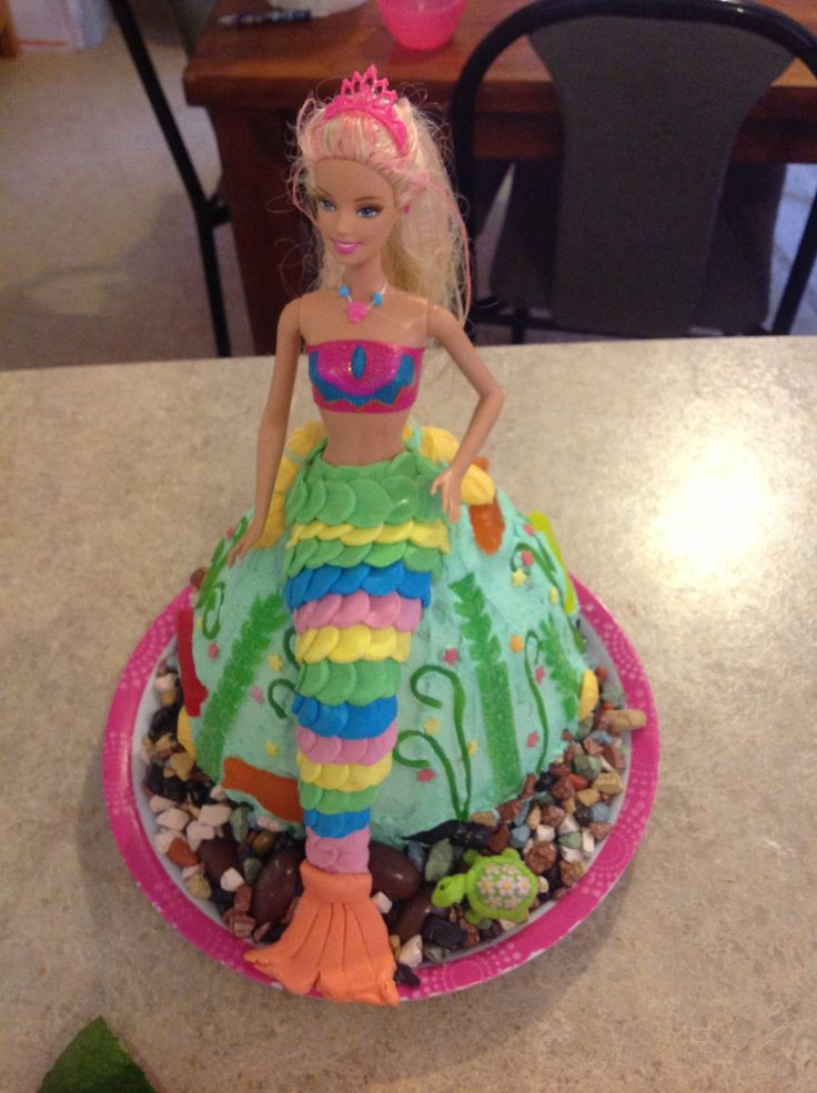 Mermaid Party Ideas 6 Year Old
 Merliah barbie in a mermaid tail birthday cake for two