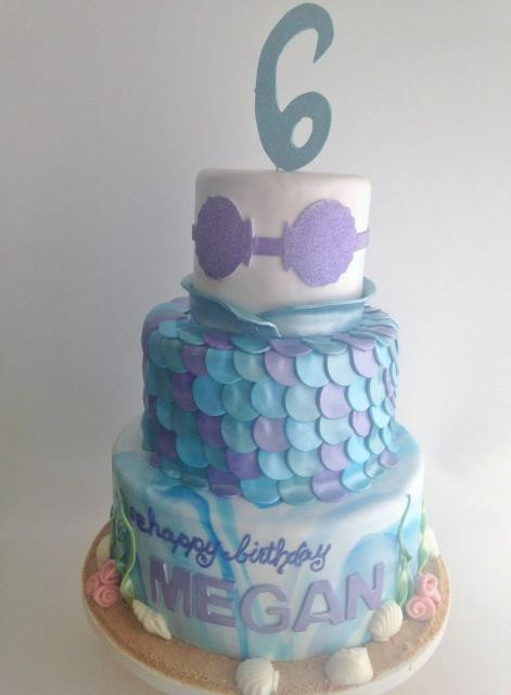 Mermaid Party Ideas 6 Year Old
 Mermaid Aquatic Theme 3 Tier Birthday Cake for Six Year