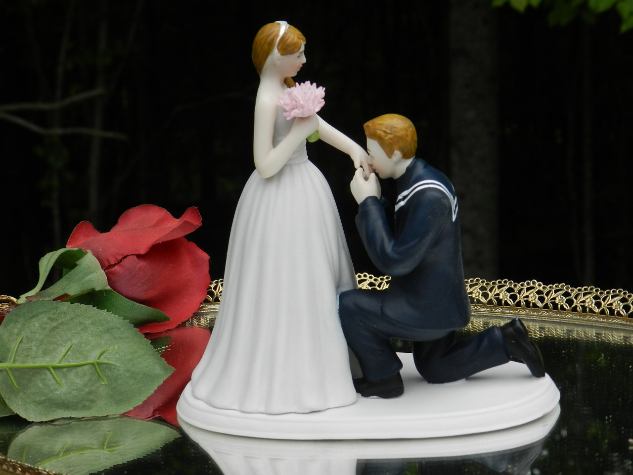 Military Wedding Cake Toppers
 USN Navy Sailor kiss military prince wedding cake topper