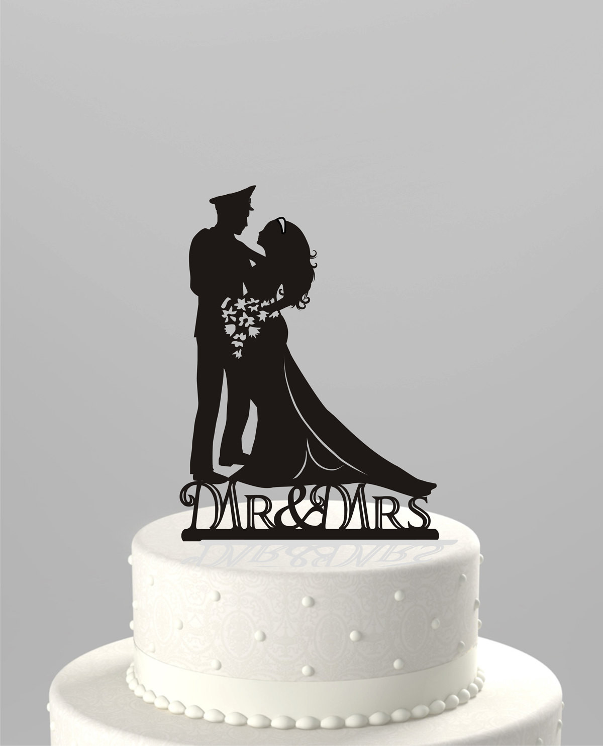 Military Wedding Cake Toppers
 Wedding Cake Topper Silhouette Military Groom & Bride Acrylic