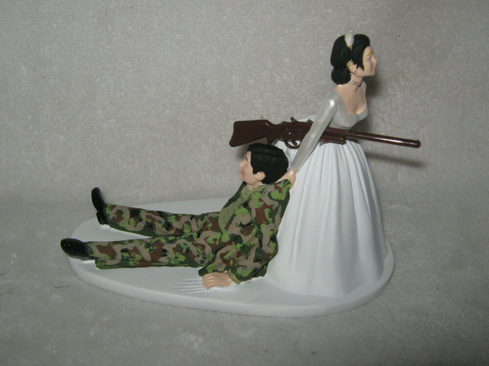 Military Wedding Cake Toppers
 Military Wedding Party Custom Cake Topper Camo Hunter