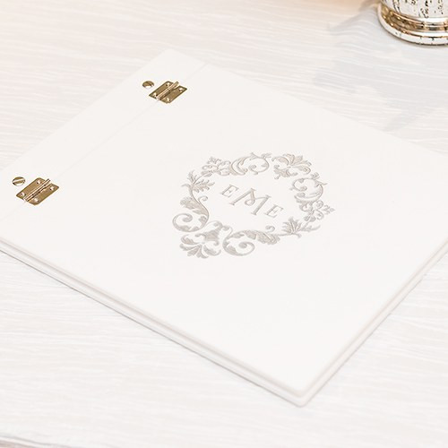 Monogram Wedding Guest Book
 Monogram Simplicity Personalized Guest Book with White