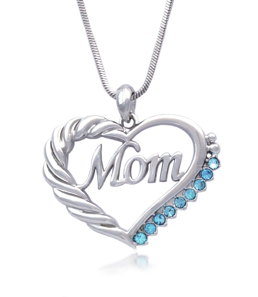 Mother's Day Gifts
 Mother s Day Birthday Gift MOM Word Aqua Blue Crystal