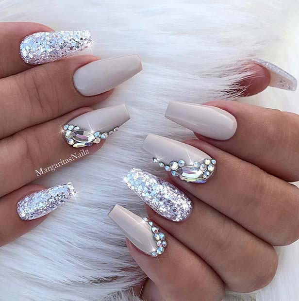 Nail Designs With Rhinestones And Glitter
 41 Elegant Nail Designs with Rhinestones