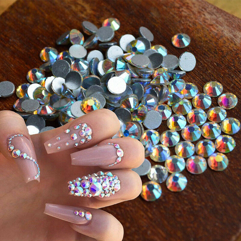 Nail Designs With Rhinestones And Glitter
 3D Charm Nail Art Tips Flat Back Gems Crystal Glitter