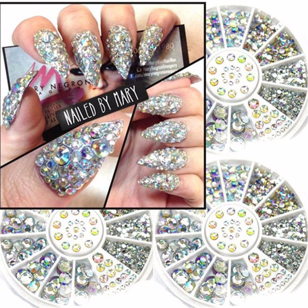 Nail Designs With Rhinestones And Glitter
 1 Case Crystal Rhinestones Nails Tips Clear AB No Hot Fix