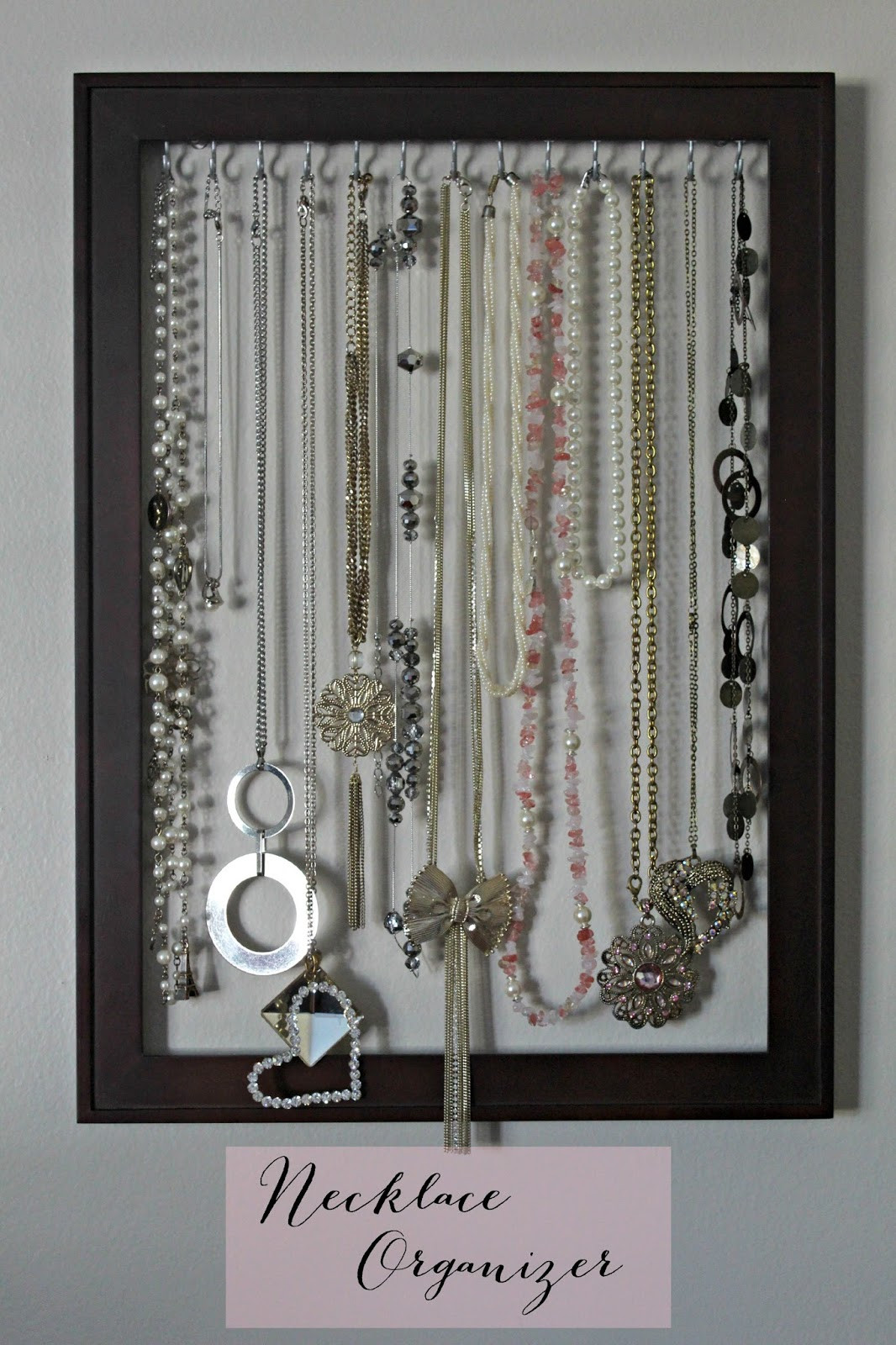Necklace Organizer DIY
 DIY Necklace Organizer Frame
