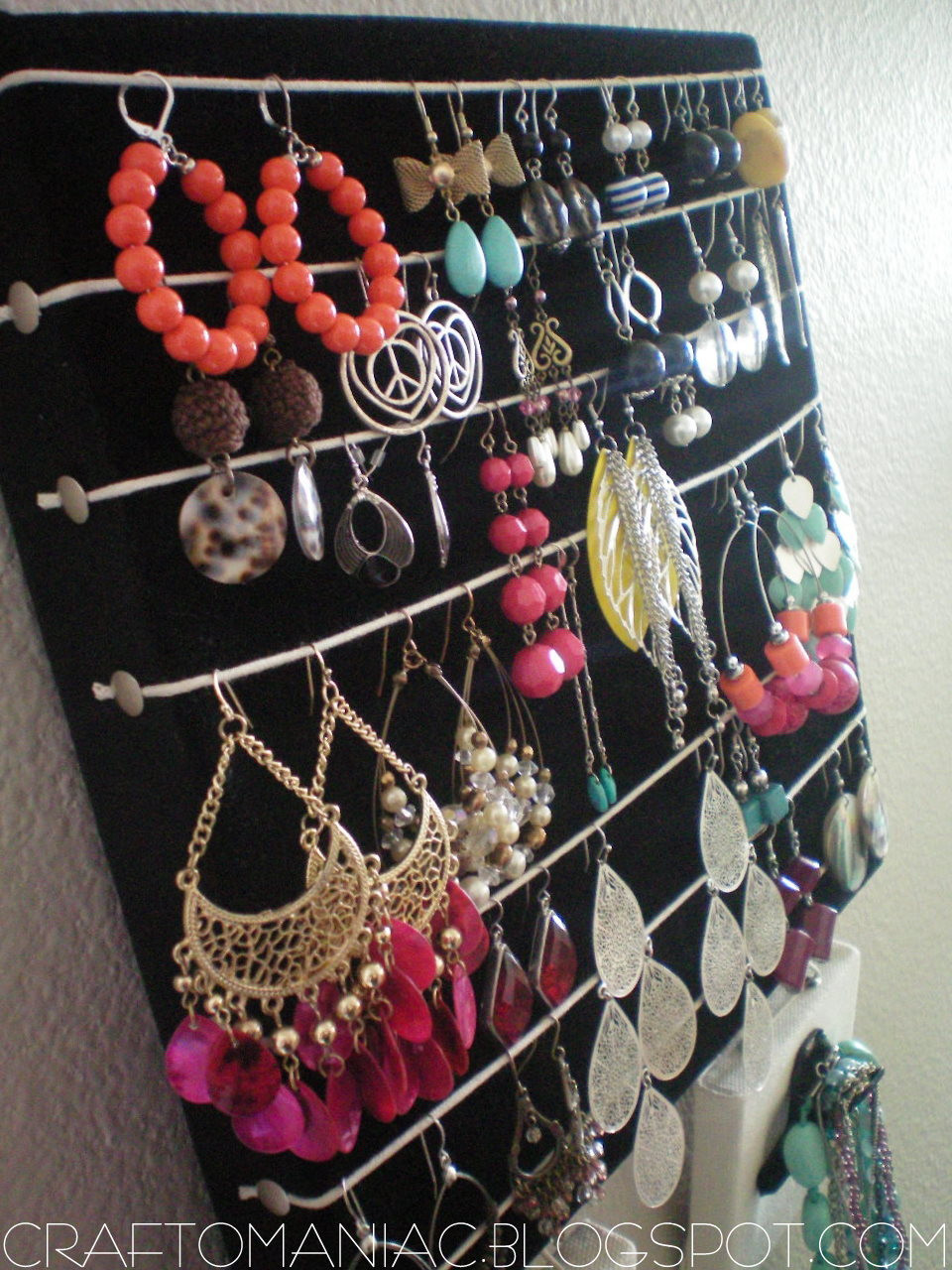 Necklace Organizer DIY
 Getting Organized DIY Earring & Necklace Holder Craft O