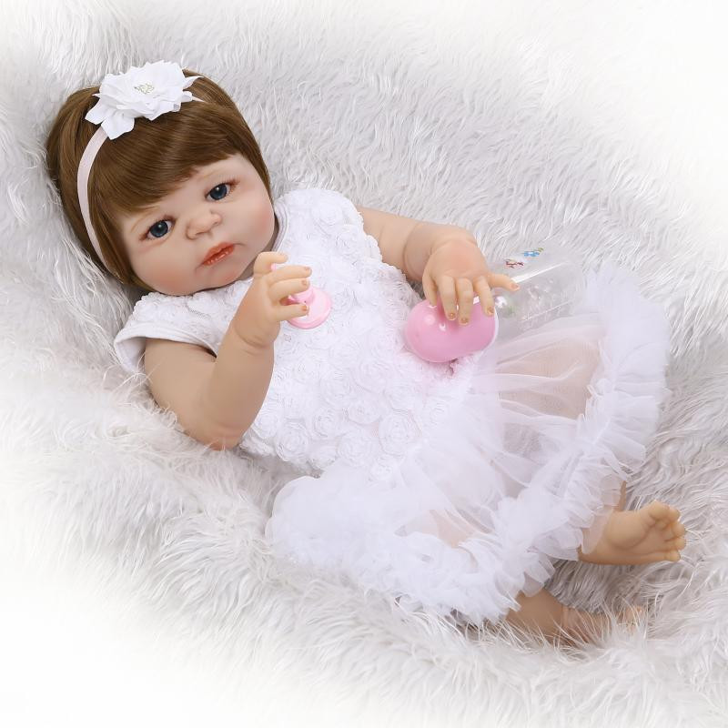 Newborn Baby Dolls With Hair
 55cm New Hair Color Full Body Silicone Reborn Baby Doll