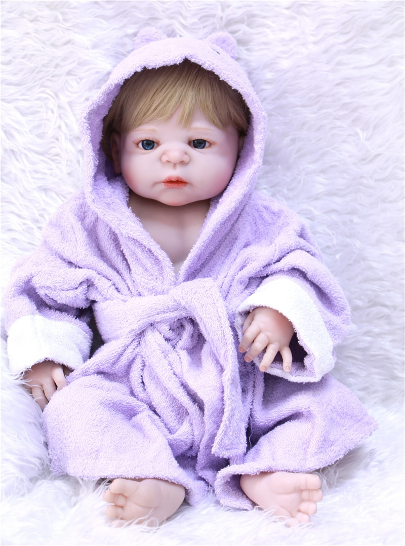 Newborn Baby Dolls With Hair
 Baby girl silicone reborn dolls 22"55cm blonde hair wig