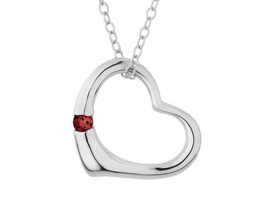 Open Heart Necklace Meaning
 Open Heart Pendant Necklace with Garnet in Sterling Silver