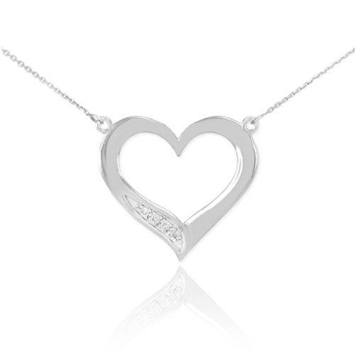Open Heart Necklace Meaning
 Fine 14k White Gold DoubleMounted Pendant Diamond Open
