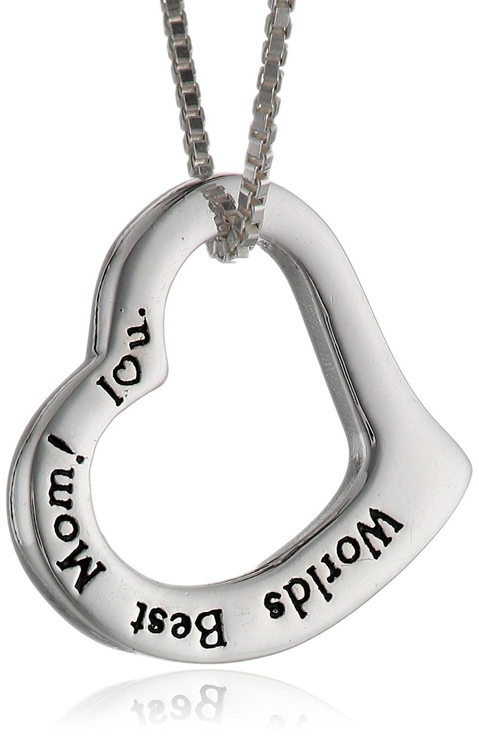Open Heart Necklace Meaning
 Sterling Silver Mom Worlds Best Mom I Love You Open