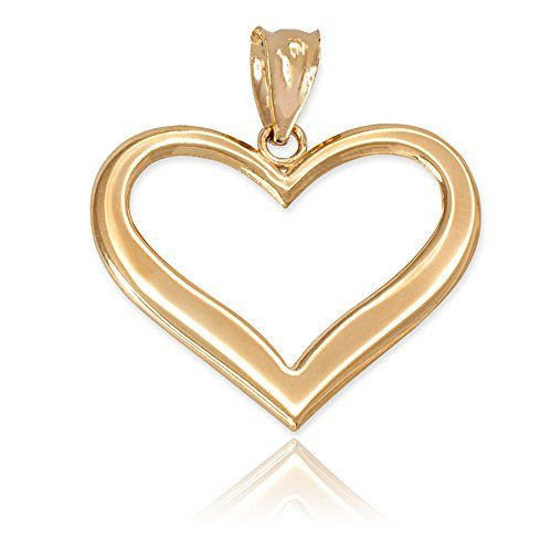 Open Heart Necklace Meaning
 Polished 14k Yellow Gold Love Charm Open Heart Pendant