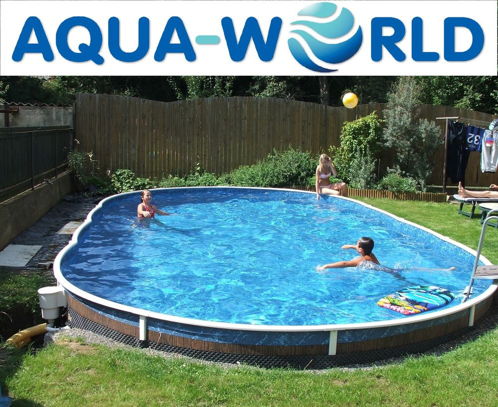 Oval Above Ground Pool
 Aqua World Ground 30ft x 15ft Oval Swimming Pool