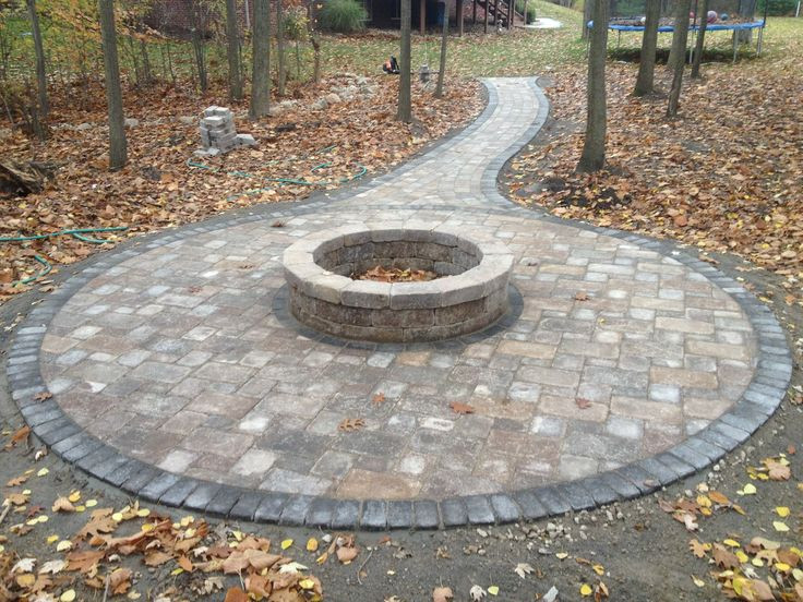 Paving Stones Fire Pit
 Fire Pit in the woods Brick paver patio and tumbled