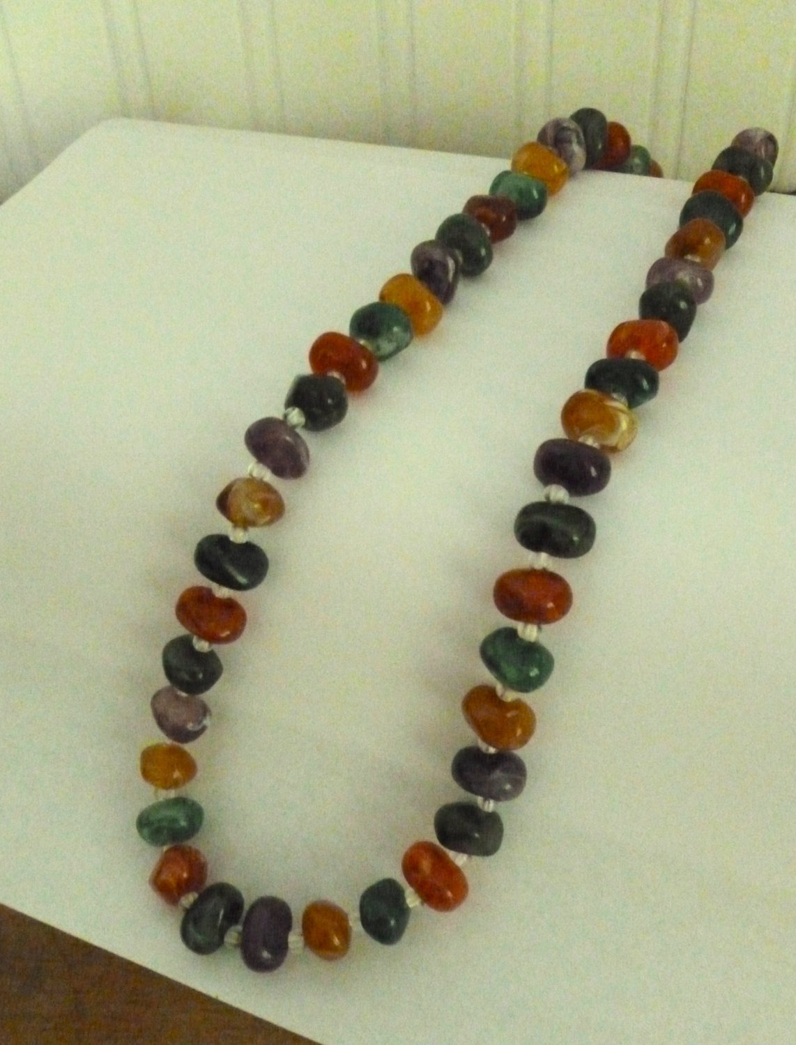 Plastic Bead Necklaces
 Vintage Multi Color Bead Necklace Colorful Plastic Beaded