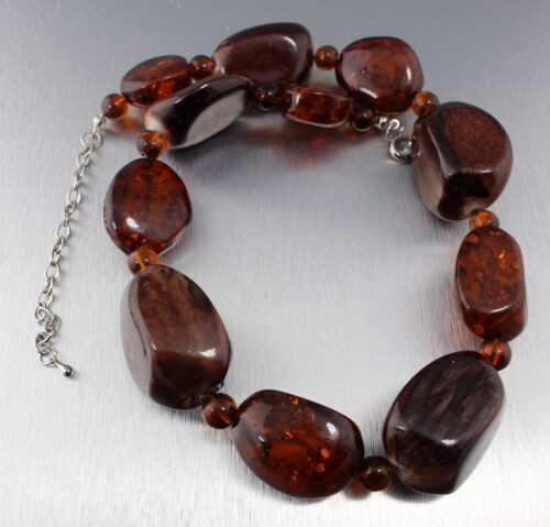 Plastic Bead Necklaces
 Vintage 70 s Chunky Brown Plastic Lucite Bead Necklace