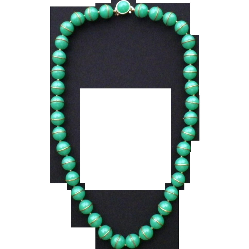 Plastic Bead Necklaces
 Vintage Signed Trifari Early Plastic Bead Necklace from
