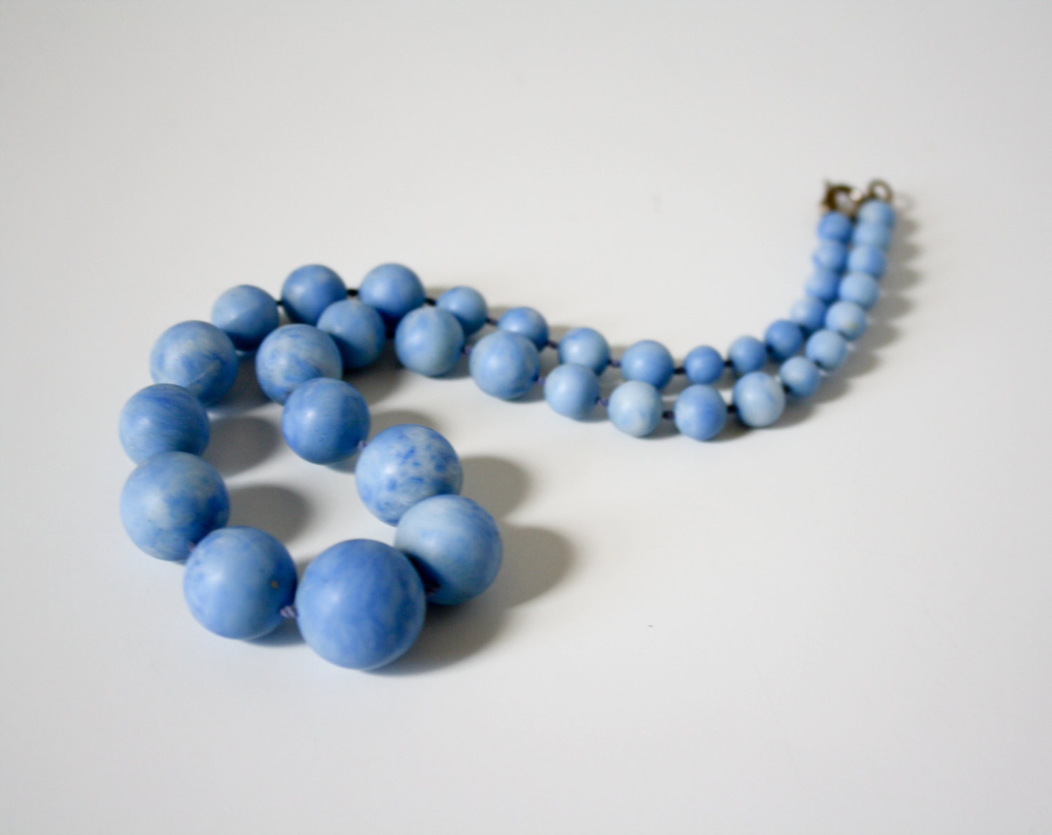 Plastic Bead Necklaces
 Vintage Blue Skies Plastic Bead Necklace Graduated Size
