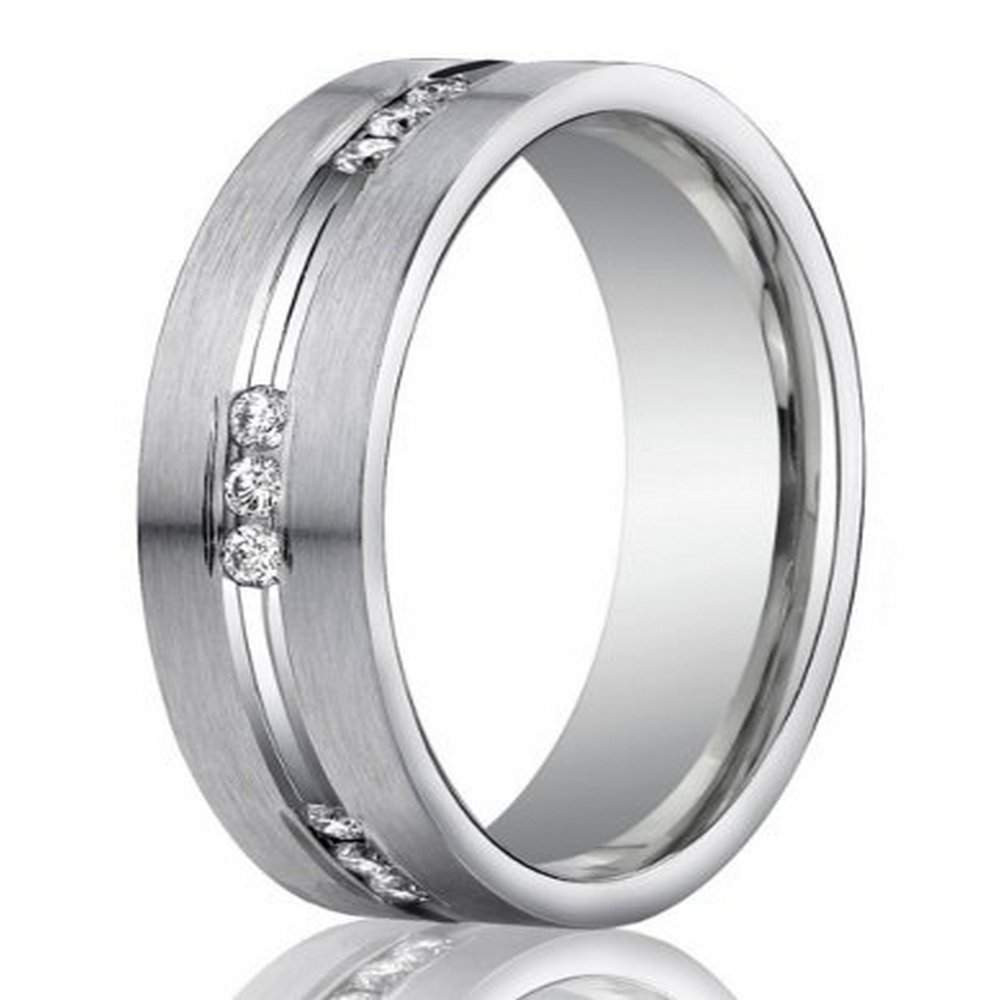 Platinum Mens Wedding Rings
 6mm Men’s 950 Platinum Channel Set Diamond Wedding Ring