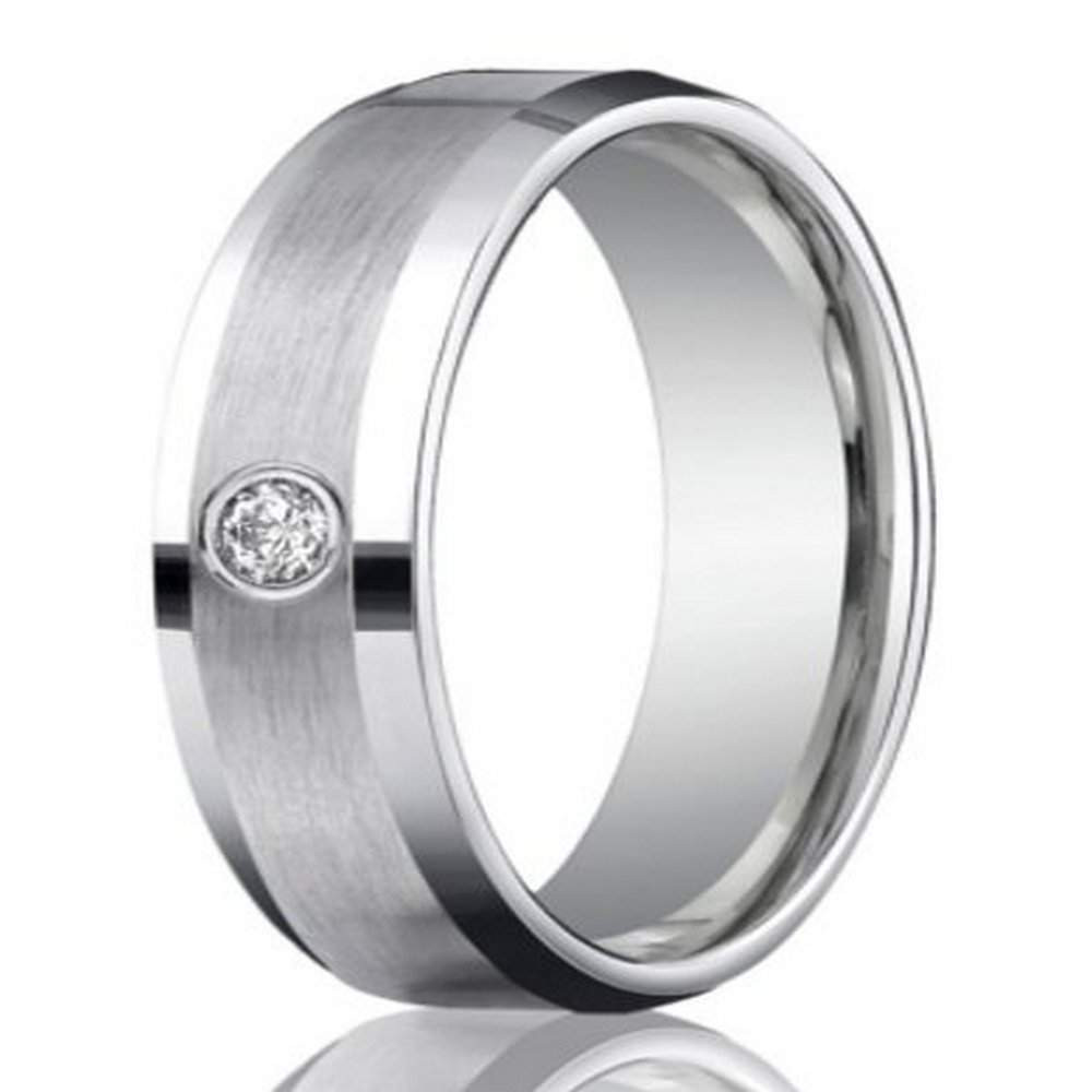 Platinum Mens Wedding Rings
 6mm Men’s 950 Platinum Single Diamond Wedding Ring