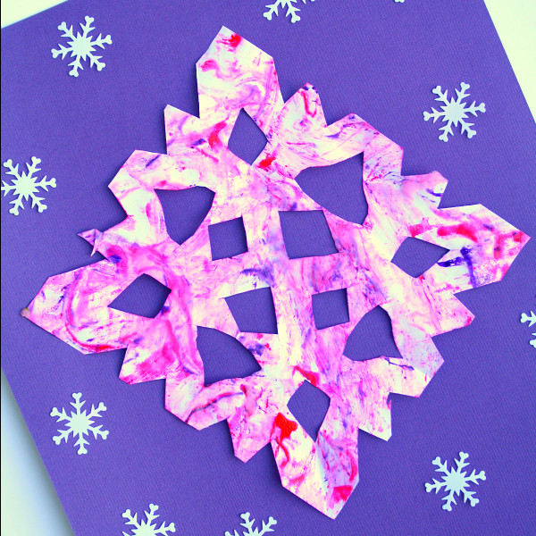 Preschool Art Craft
 Marble Painted Snowflake Craft Winter Art for Kids