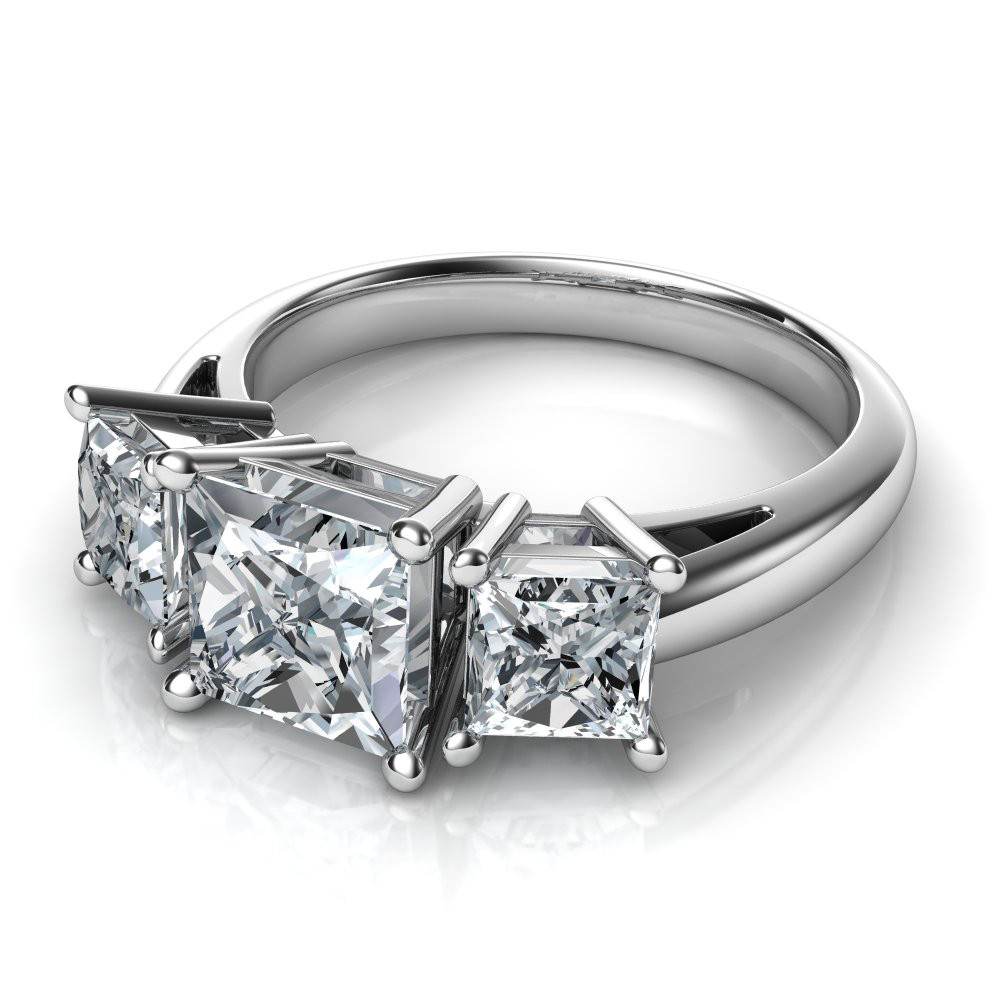 Princess Cut Diamond Engagement Ring
 Trilogy 3 Stone Princess Cut Diamond Engagement Ring