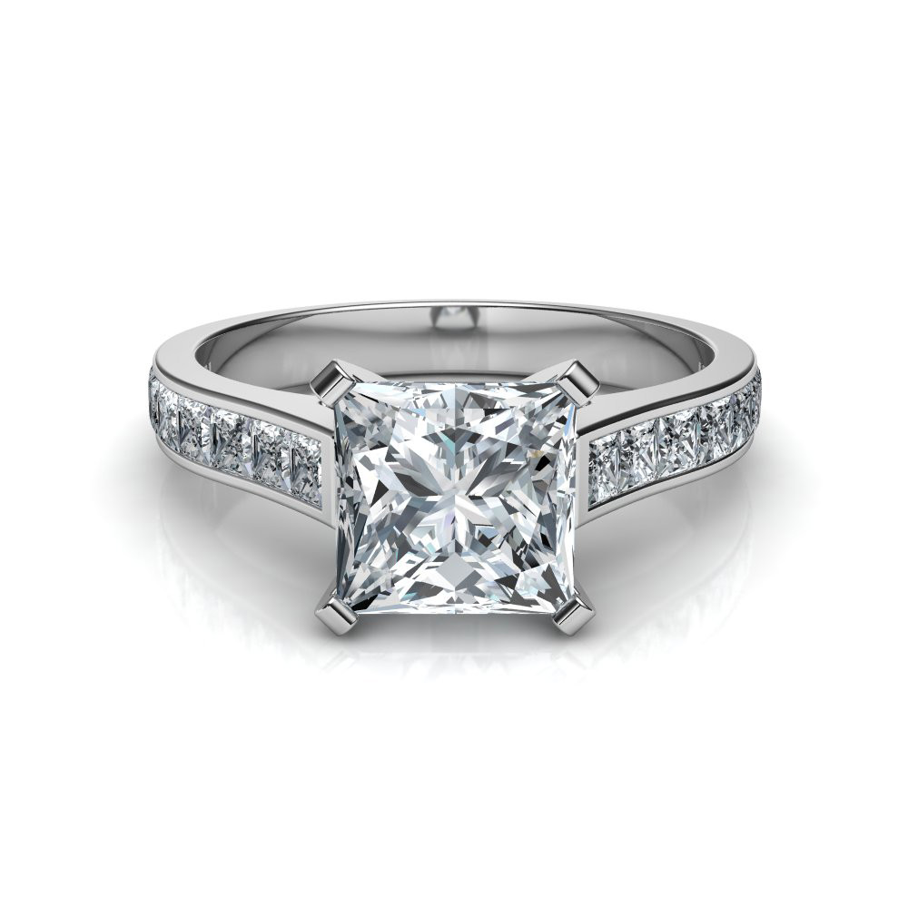 Princess Cut Diamond Engagement Ring
 Princess Cut Engagement Ring with 16 Side Diamonds Natalie