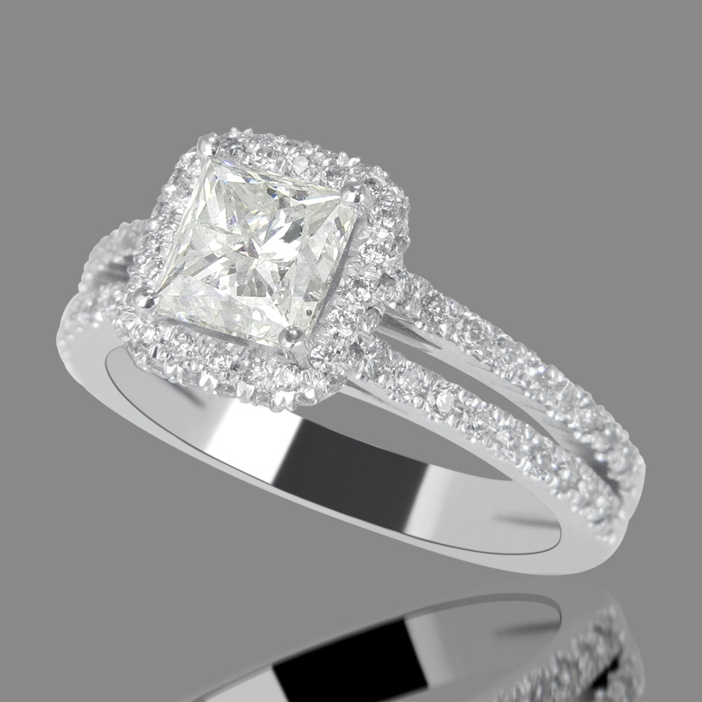 Princess Cut Diamond Engagement Ring
 3 Carat Princess Cut Diamond Engagement Ring F SI1 18K