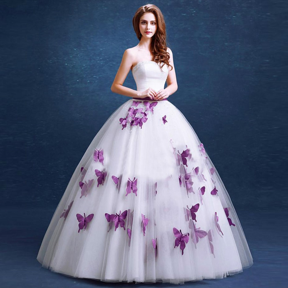Purple Wedding Gown
 elegant purple wedding dress 2016 fashionable Butterfly