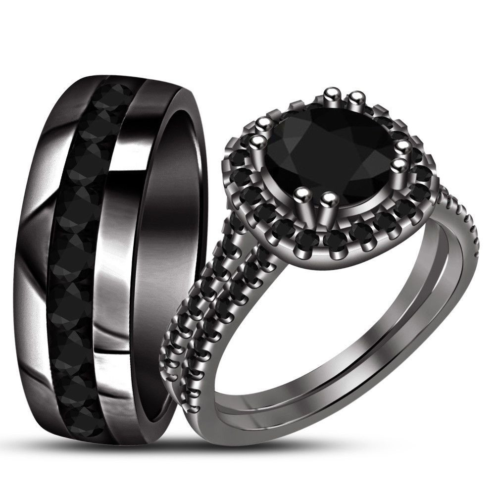 Real Black Diamond Engagement Rings
 1 4Ct Real Black Diamond 14K Black Gold Bridal Engagement