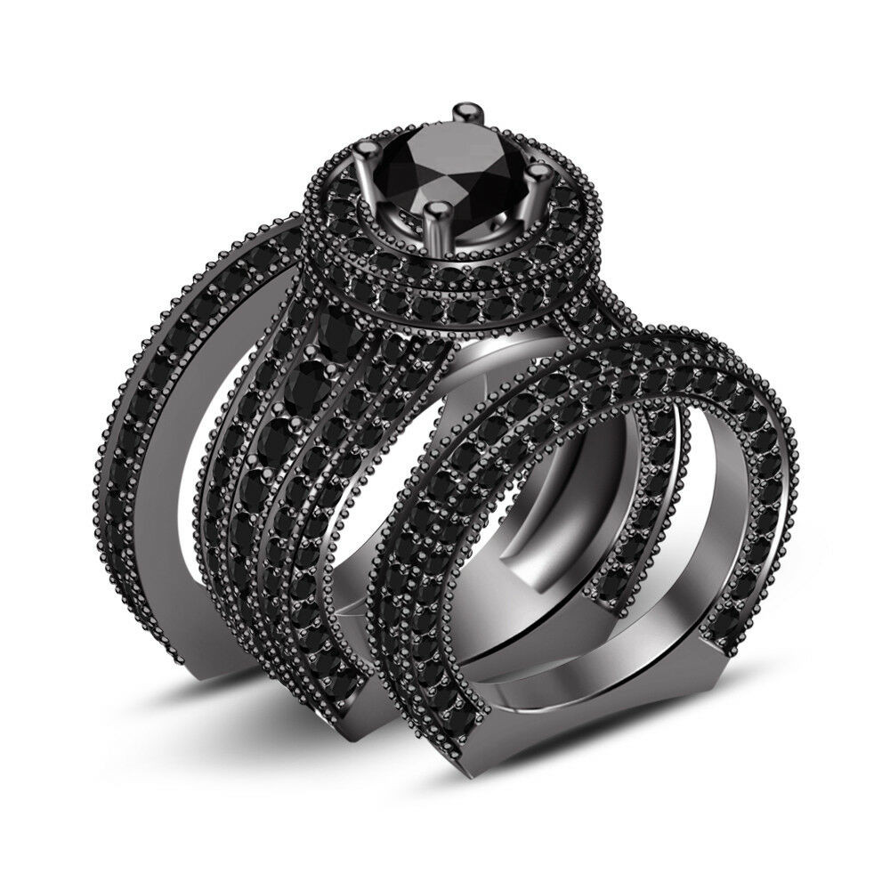Real Diamond Wedding Ring Sets
 10K Black Gold Fn Natural Real Diamond Wedding Ring Mens