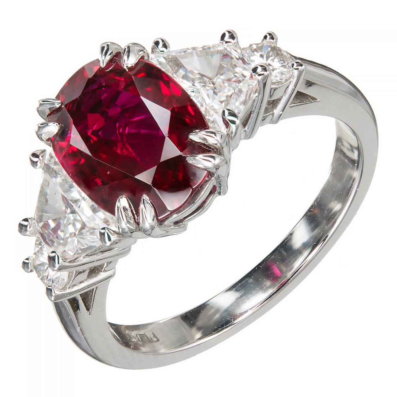 Red Diamond Engagement Ring
 Peter Suchy 2 96 Carat Red Oval Ruby Diamond Platinum