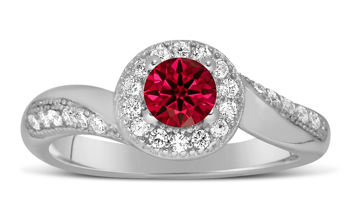 Red Diamond Engagement Ring
 Antique Designer 1 Carat Red Ruby and Diamond Engagement