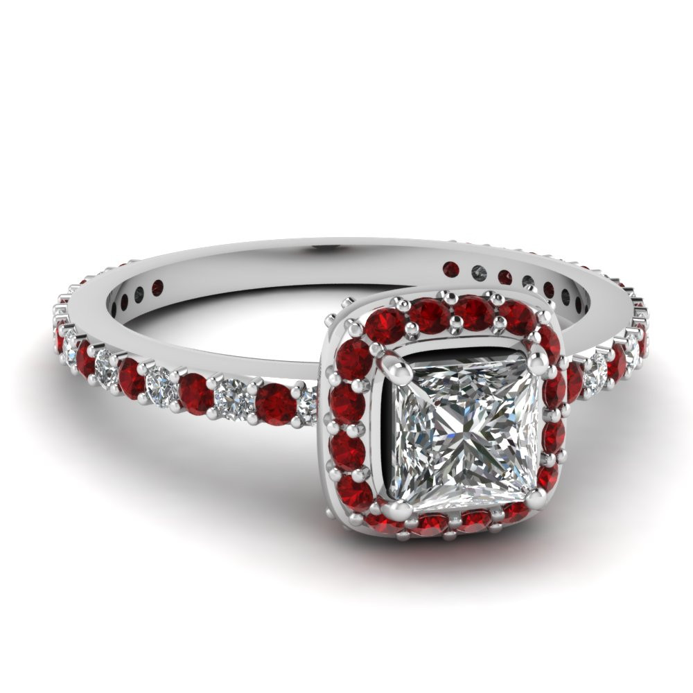Red Diamond Engagement Ring
 White Gold Princess White Diamond Engagement Wedding Ring