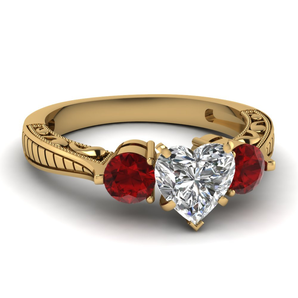 Red Diamond Engagement Ring
 Triunity Design Ring