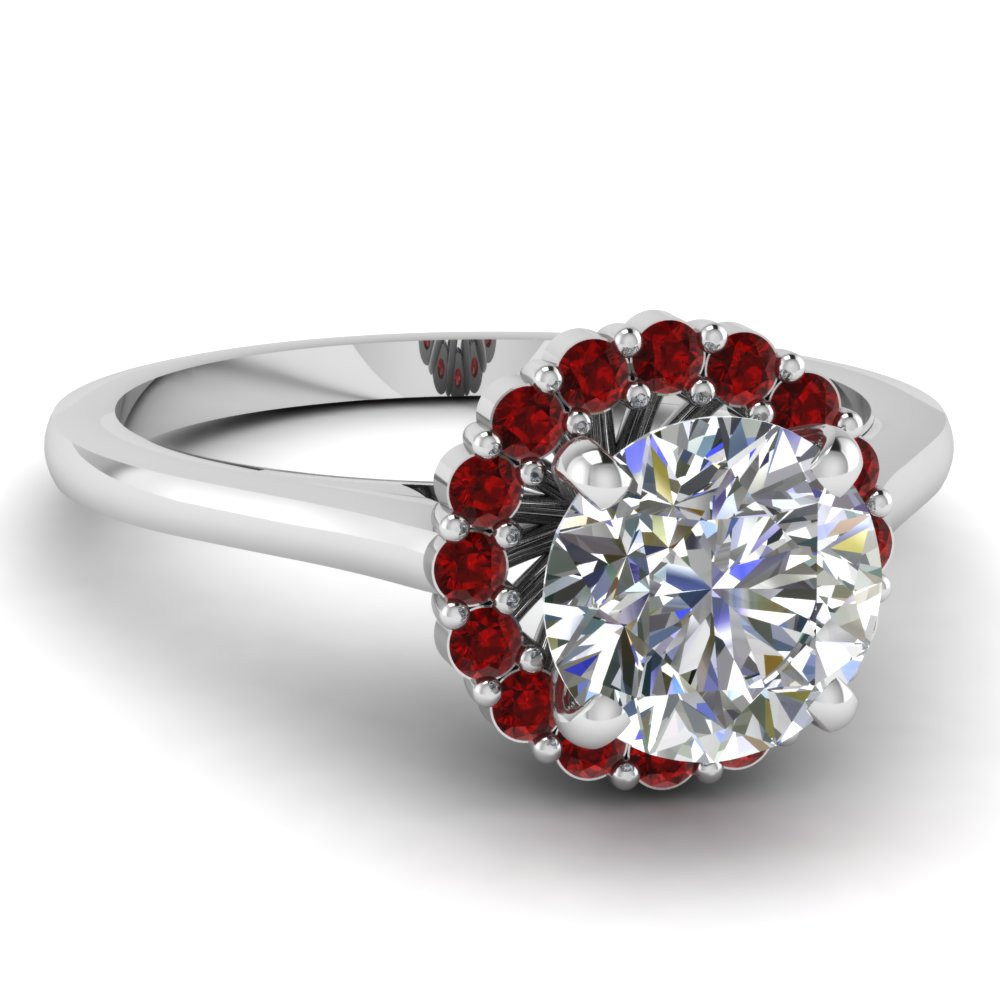 Red Diamond Engagement Ring
 Narrow Floral Ring