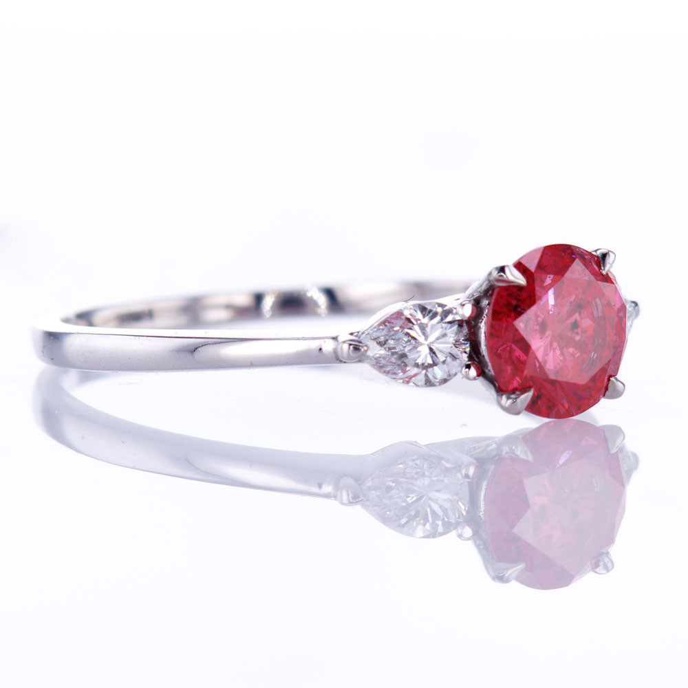 Red Diamond Engagement Ring
 Fancy Red Diamond Engagement Ring 18k White Gold – Market
