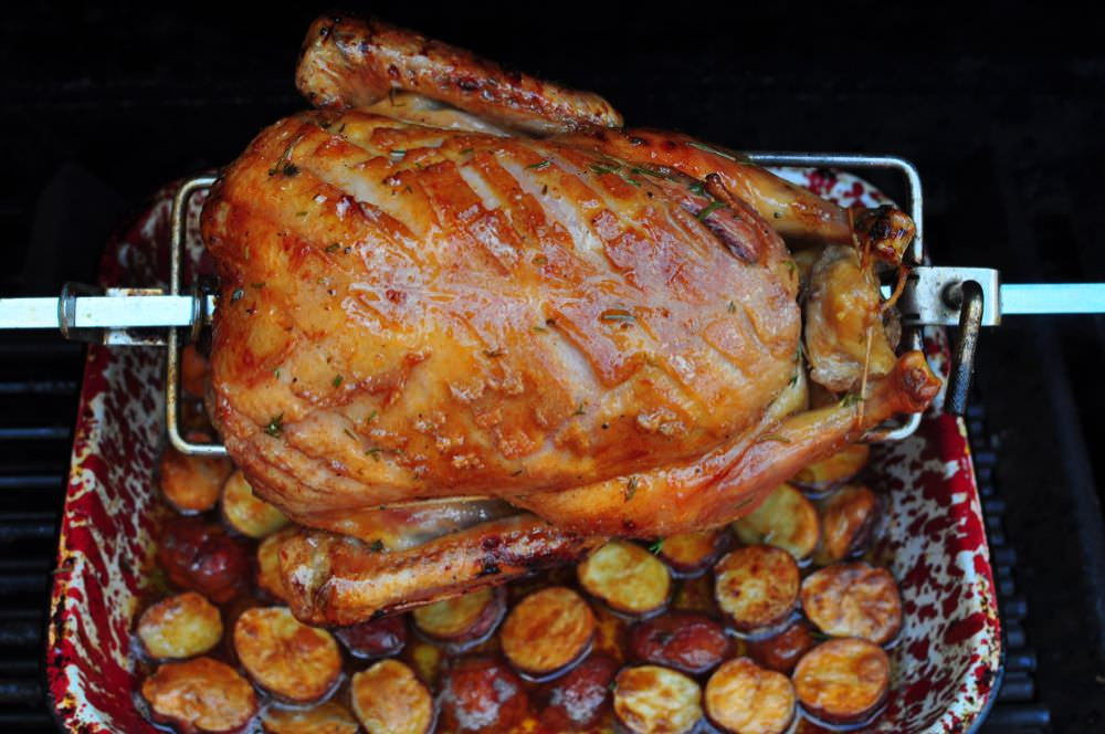 Rotisserie Duck Recipes
 Rotisserie Duck with Honey Glaze and Drip Pan New Potatoes