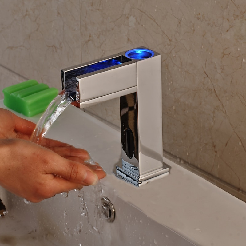 Sensor Bathroom Faucet
 Newly Style Chrome Hands Free LED Spout Bathroom Sink